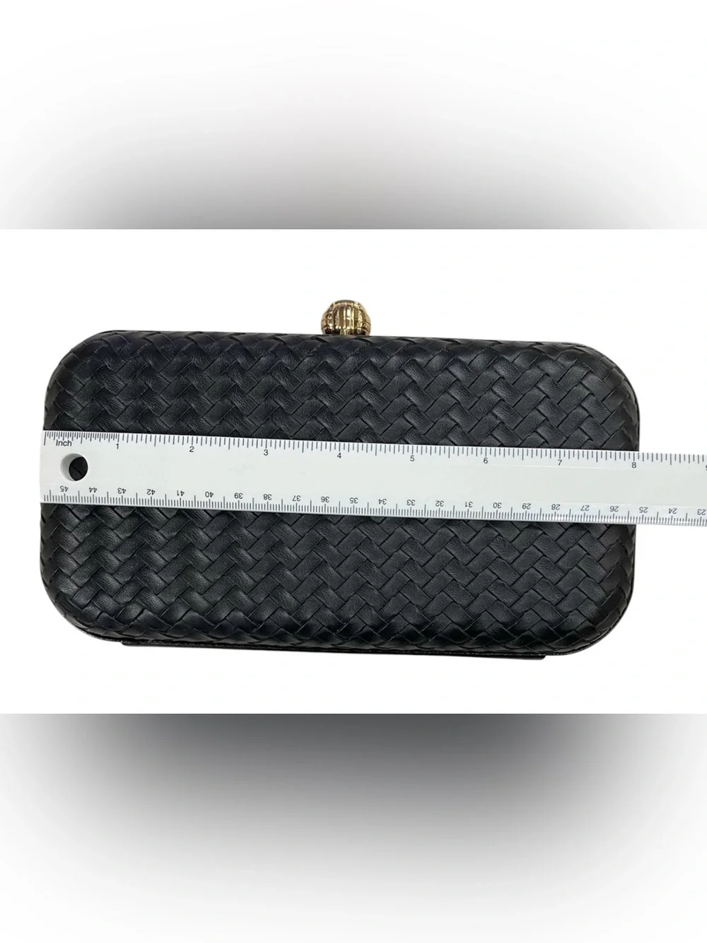 A New Day Black Woven Clutch Crossbody Bag Gold Chain Evening Purse Wedding